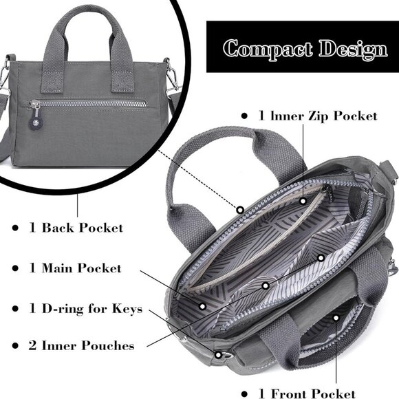 Elegant Mini Nylon Tote Bag with Adjustable Strap - Perfect Gift for Women - Picture 5 of 8